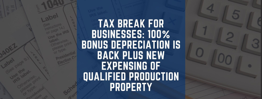 Tax Break for Businesses: 100% Bonus Depreciation is Back cover